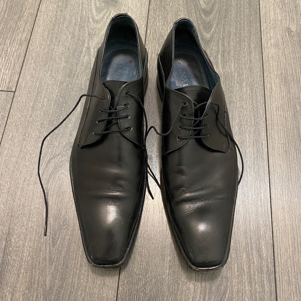 Canali Black Leather Men's Oxfords